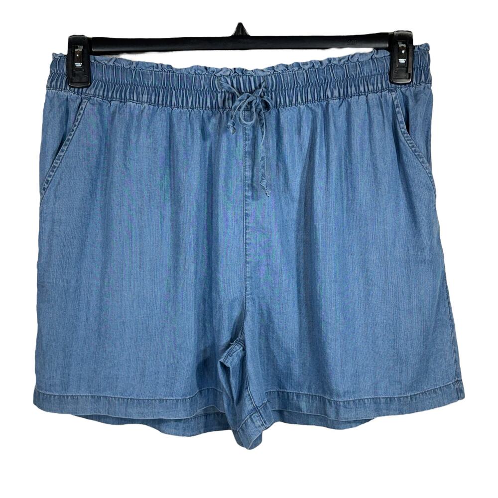 Beach Lunch Lounge Large Tiney Chambray Shorts Paperbag Waist Pull-On Pockets